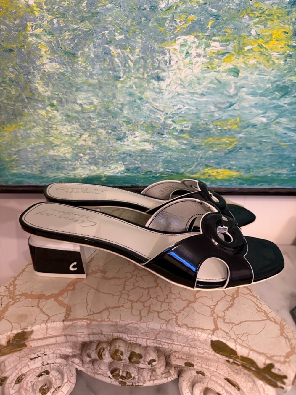 Circus by Sam Edelman Black and White Patent Slide Mules
